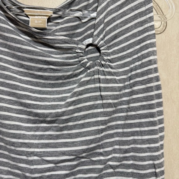 Michael Kors Gray White Striped Keyhole Tank Top - Picture 2 of 5